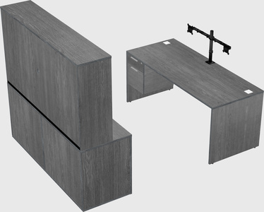 Parallel desk with credenza
