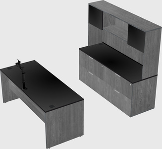 Parallel desk with credenza
