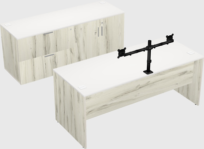 Parallel desk with credenza