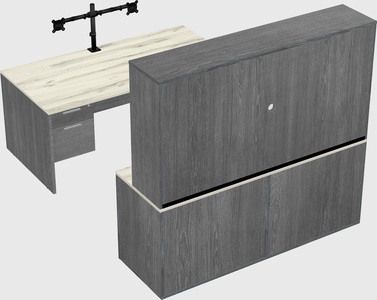Parallel desk with credenza