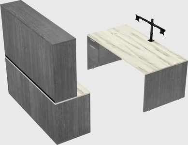 Parallel desk with credenza