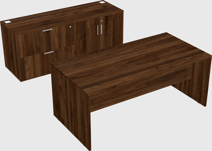 Parallel desk with credenza