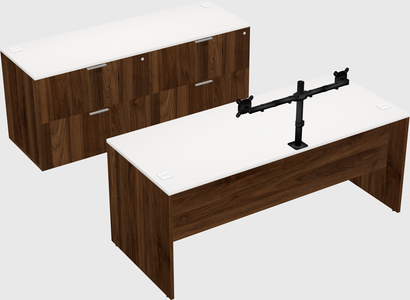 Parallel desk with credenza