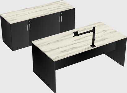 Parallel desk with credenza