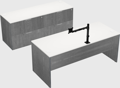 Parallel desk with credenza
