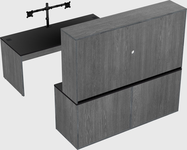 Bureau parallèle avec crédence