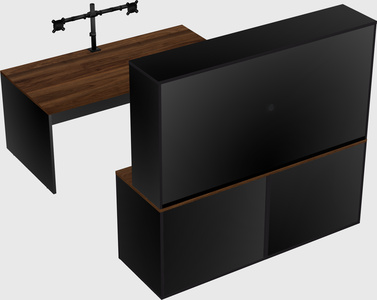Parallel desk with credenza