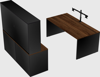 Parallel desk with credenza