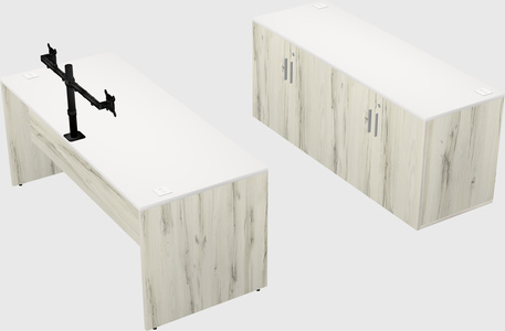 Parallel desk with credenza
