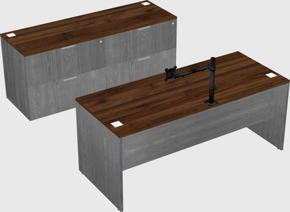Parallel desk with credenza