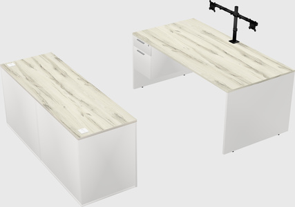 Parallel desk with credenza