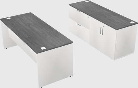 Parallel desk with credenza