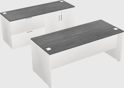 Parallel desk with credenza