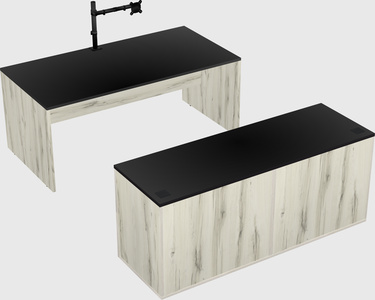 Parallel desk with credenza