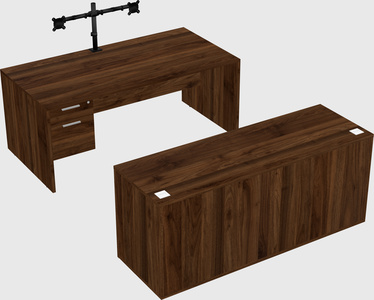 Bureau parallèle avec crédence