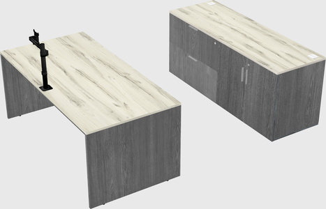 Parallel desk with credenza