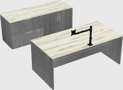 Parallel desk with credenza