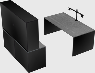 Parallel desk with credenza