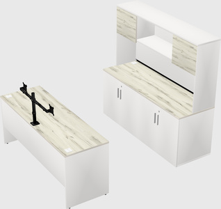 Bureau parallèle avec crédence