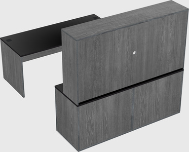 Parallel desk with credenza