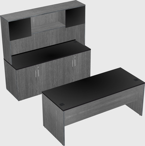 Parallel desk with credenza