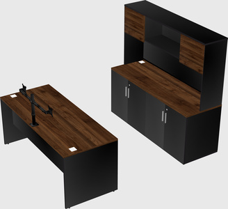 Parallel desk with credenza