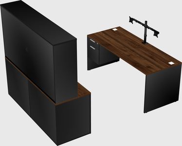 Parallel desk with credenza