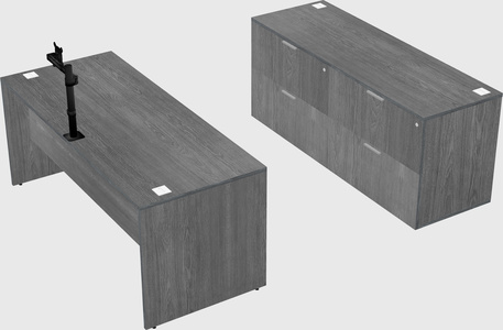 Parallel desk with credenza