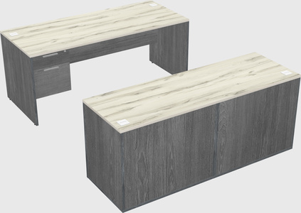 Parallel desk with credenza