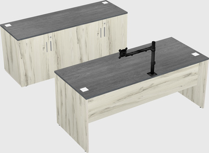 Parallel desk with credenza