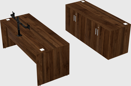 Parallel desk with credenza