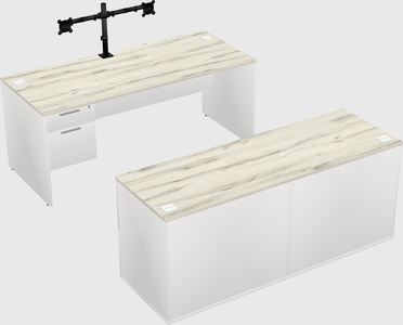 Parallel desk with credenza