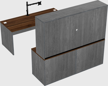Parallel desk with credenza
