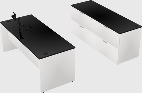 Bureau parallèle avec crédence