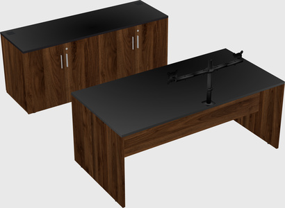 Parallel desk with credenza