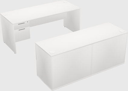 Parallel desk with credenza