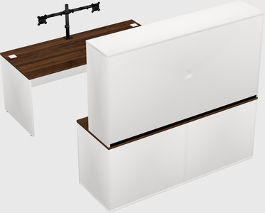 Bureau parallèle avec crédence