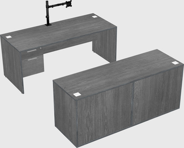 Bureau parallèle avec crédence