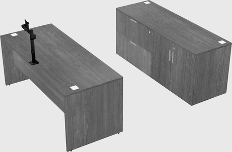 Bureau parallèle avec crédence
