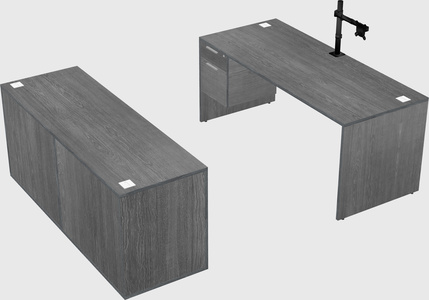 Bureau parallèle avec crédence
