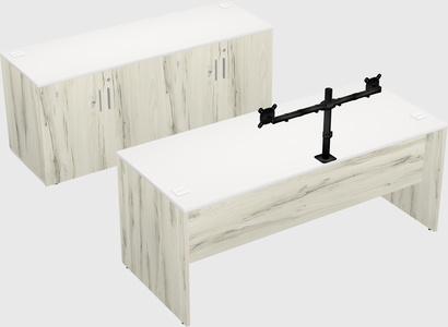 Parallel desk with credenza