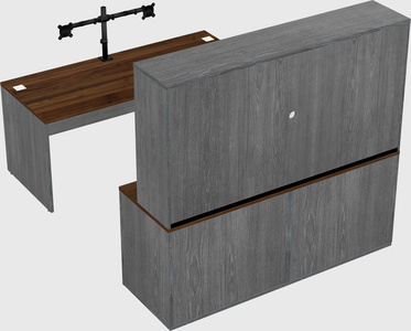 Bureau parallèle avec crédence