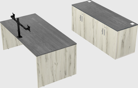 Parallel desk with credenza