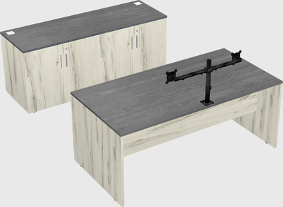 Parallel desk with credenza