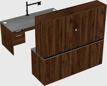 Parallel desk with credenza