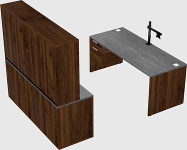 Parallel desk with credenza