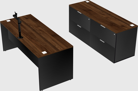 Parallel desk with credenza