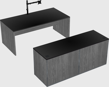 Parallel desk with credenza