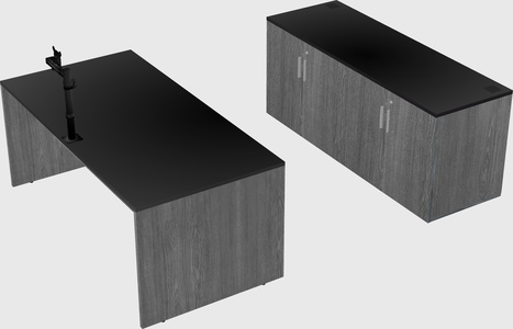 Parallel desk with credenza