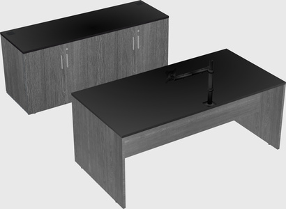 Parallel desk with credenza